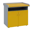 PP - 106 pult přebalovací s matrací, 2-dveřový, nika, 1000x1000x800, korpus šedý, dvířka žlutá odio,